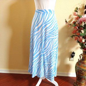Blue & White Wavy Maxi Skirt